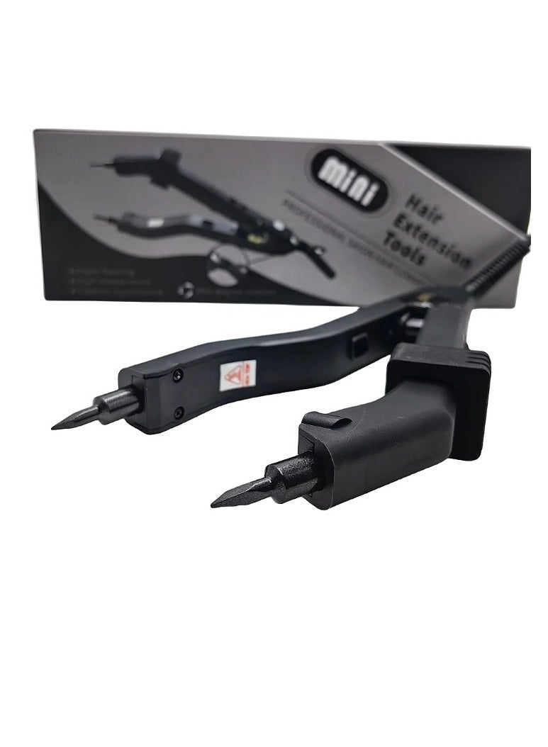 Estelle أداة تمديد الشعر، موصل شعر متعدد الوظائف قابل للتعديل بدرجة حرارة، كماشة تمديد شعر ذكية صغيرة بطرف تسخين، أداة ربط الكيراتين لتمديد الشعر، (أسود) - Image 3