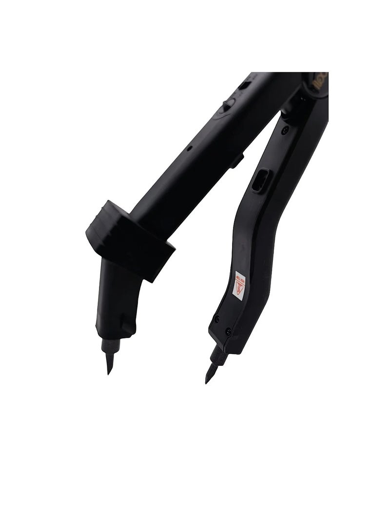 Estelle أداة تمديد الشعر، موصل شعر متعدد الوظائف قابل للتعديل بدرجة حرارة، كماشة تمديد شعر ذكية صغيرة بطرف تسخين، أداة ربط الكيراتين لتمديد الشعر، (أسود) - Image 5