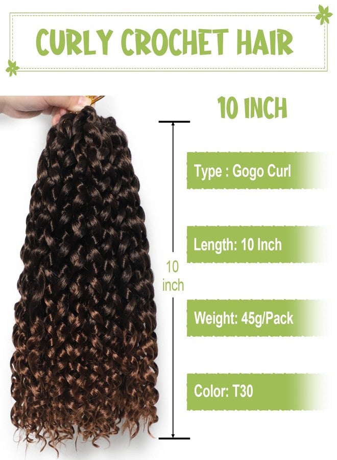 VIOLET 10Inch Gogo Curl Crochet Hair 8Packs Water Wave Crochet Hair Short Beach Curly Crochet Hair for Women Ombre Crochet Hair Extensions(10 Inch, Packs of 8, T30) - Image 2