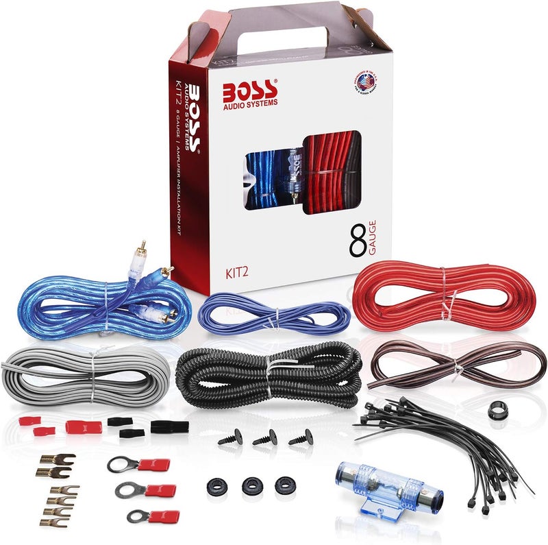BOSS Audio Systems KIT2 8 Gauge Amplifier Installation Wiring Kit - Image 1