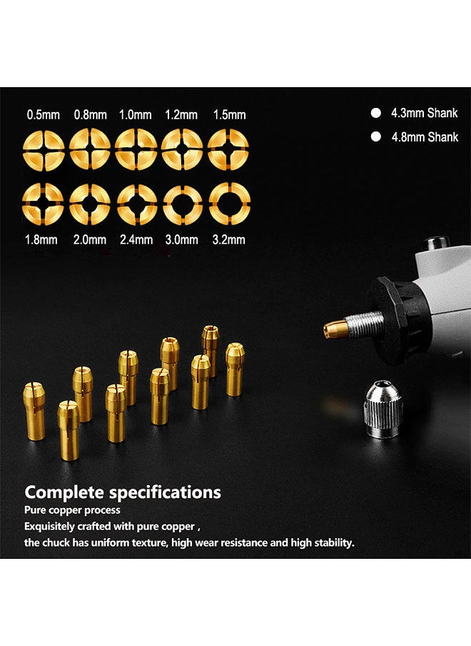 Generic - Rotary Tool Accessories Kit Saw Blade Mandrel Mini Drill Chuck Rotary Dedicated Locator Rotary Tools 0.5-3.2mm Brass Collet Set Keyless Chuck Router Rotary Drill Bit - Image 1