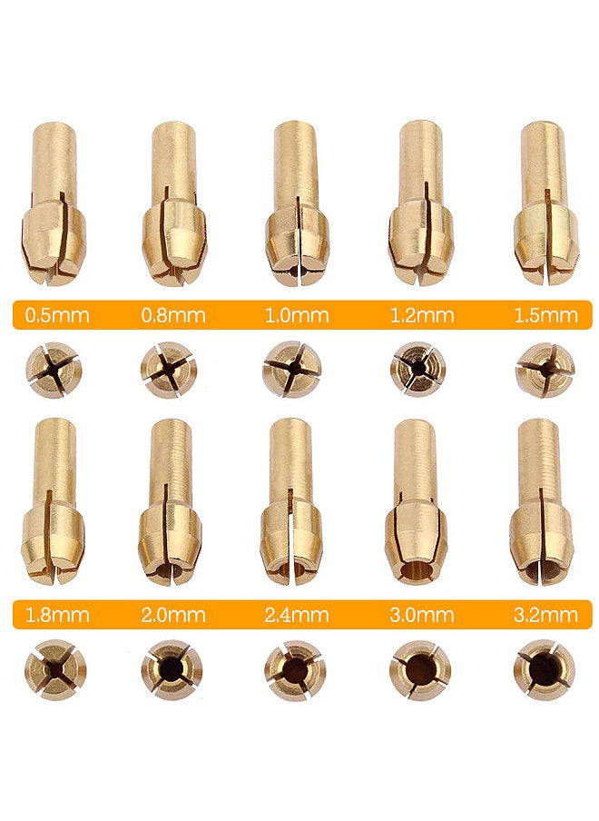 Generic - Rotary Tool Accessories Kit Saw Blade Mandrel Mini Drill Chuck Rotary Dedicated Locator Rotary Tools 0.5-3.2mm Brass Collet Set Keyless Chuck Router Rotary Drill Bit - Image 1