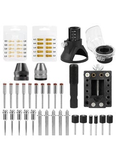 Rotary Tool Accessories Kit Saw Blade Mandrel Mini Drill Chuck Rotary Dedicated Locator Rotary Tools 0.5-3.2mm Brass Collet Set Keyless Chuck Router Rotary Drill Bit