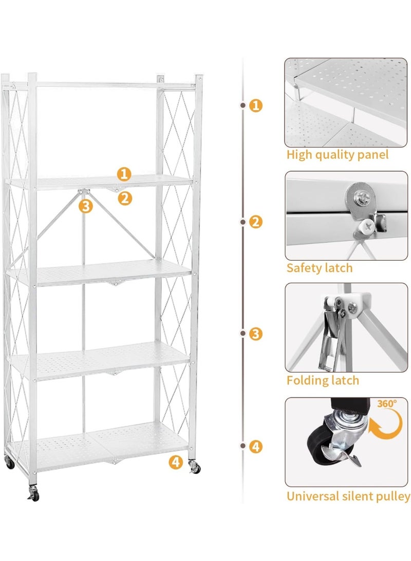 l'elefante Heavy-Duty 4-Tier Foldable Iron Storage Cart with Lockable Swivel Wheels – Multi-Purpose Rolling Organizer Rack for Kitchen, Bathroom, Office, Laundry & Bedroom – Iron Frame, Water-Resistant, Scratch-Proof  - Image 3