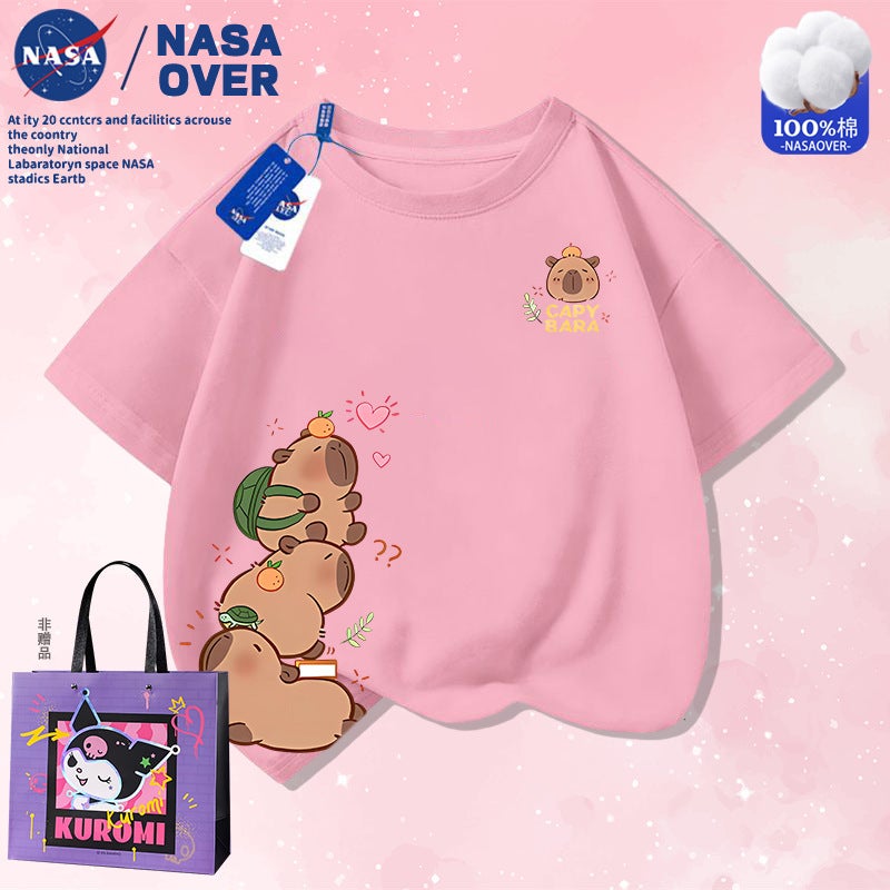 Nasa Co-Name Kappibala Summer Cotton Short-Sleeved T-Shirt For Boys And Girls Cute Cartoon Printed Top - Image 1