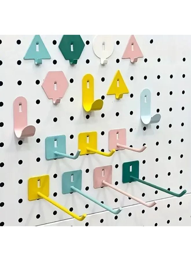 ألوان مختلطة 10 قطع خطافات لوح معدنية تصميم تثبيت بدون حفر منظّم تخزين حائطي - Image 5