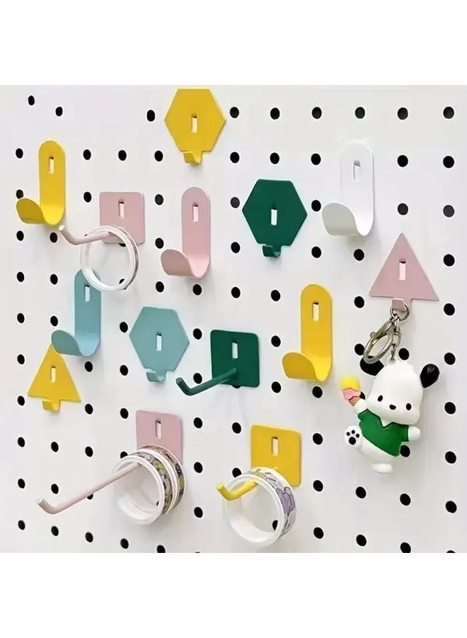 ألوان مختلطة 10 قطع خطافات لوح معدنية تصميم تثبيت بدون حفر منظّم تخزين حائطي - Image 2