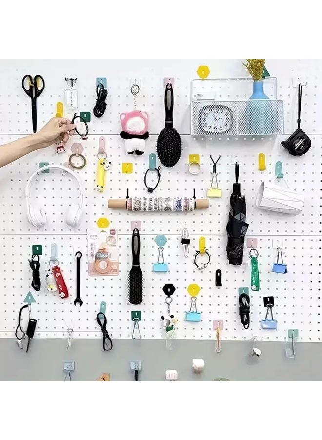 ألوان مختلطة 10 قطع خطافات لوح معدنية تصميم تثبيت بدون حفر منظّم تخزين حائطي - Image 4