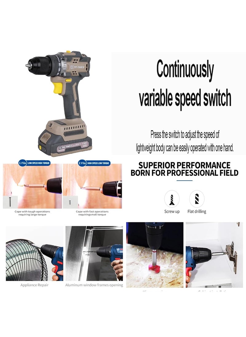 Malfah Enterprises - Malfah Cordless Screwdriver Drill Impact Drill Machine Variable Speed Led Light Multi Function Drill Brushless Drill XPCDM13 - Image 1