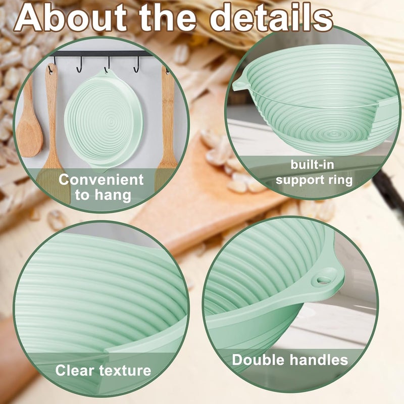 HEBEICRMY Upgraded Silicone Sourdough Bread Proofing Basket with Handles - Reinforced Rim Support, 9 Inch Round Foldable Bowls for Sourdough Bread Baking, Oven & Dishwasher Safe-BPA Free (Green) - Image 4