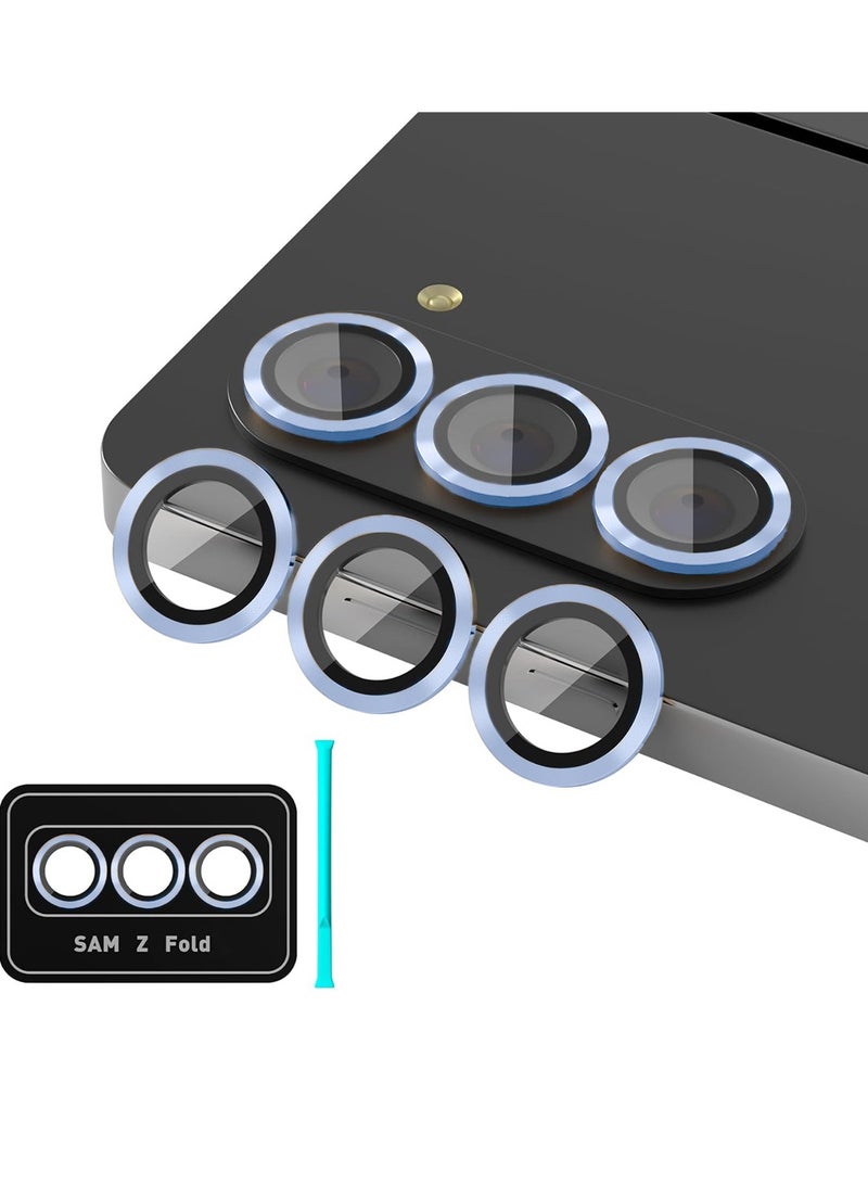 Wtech Premium Camera Lens Tempered Glass Protector Sheild For Samsung Galaxy Z Fold6 5G 2024 Black/Blue - Image 2