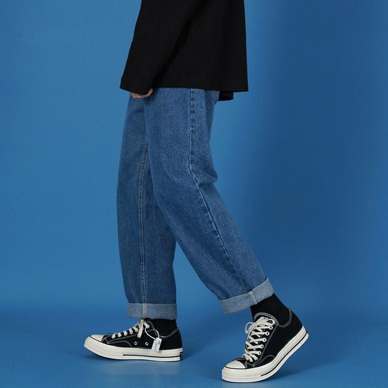 Hong Kong Style Jeans Men'S High Street Loose Straight Wide Leg Trendy Brand Instagram Style Trendy Trousers For Boys - Image 5