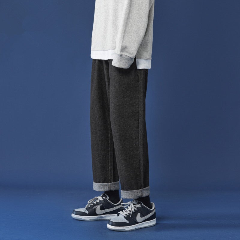 Hong Kong Style Jeans Men'S High Street Loose Straight Wide Leg Trendy Brand Instagram Style Trendy Trousers For Boys - Image 2