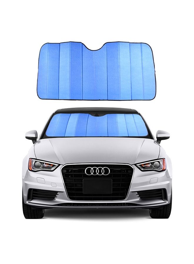 MOB Car Foldable UV Ray Reflector  Windshield Sunshade For Vehicle-Blue 145 X 70 CM Front Window Sun Shade Visor Shield Shade - Image 1