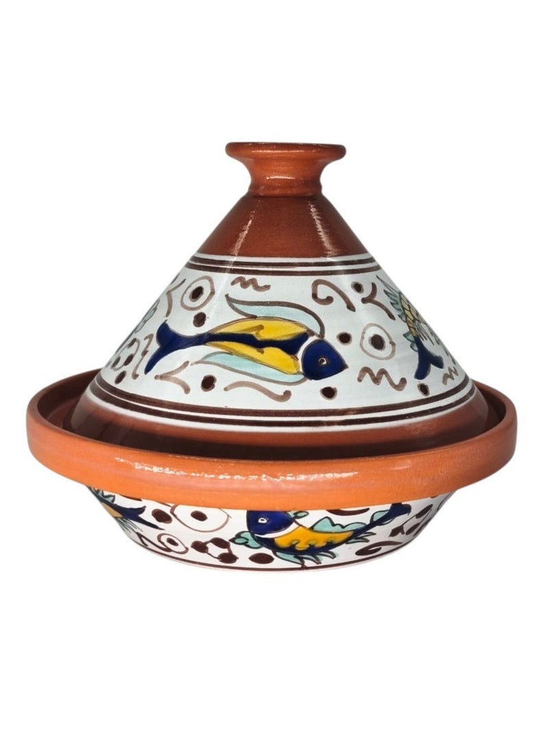 أي كي دي سي لوحة سمكة على شكل تاجين طيني من AKDC مع غطاء - 27 سم - Image 1