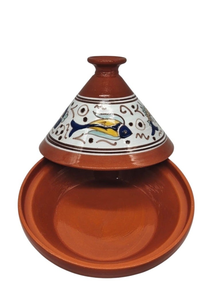 أي كي دي سي لوحة سمكة على شكل تاجين طيني من AKDC مع غطاء - 27 سم - Image 2