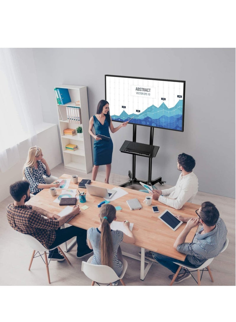 "Rolling Mobile TV Cart – Adjustable Stand for 32-65 Inch LCD/LED/Plasma TVs, Supports Up to 132 lbs" - Image 2