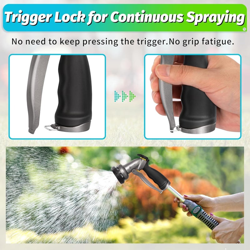 AUTOMAN Garden Hose Nozzle - 2 Pack, 100% Metal High Pressure Spray Nozzle, Labor-Saving Design, Heavy Duty for Garden Watering, Car Washing, Window Cleaning, Pets Bathing - Image 5