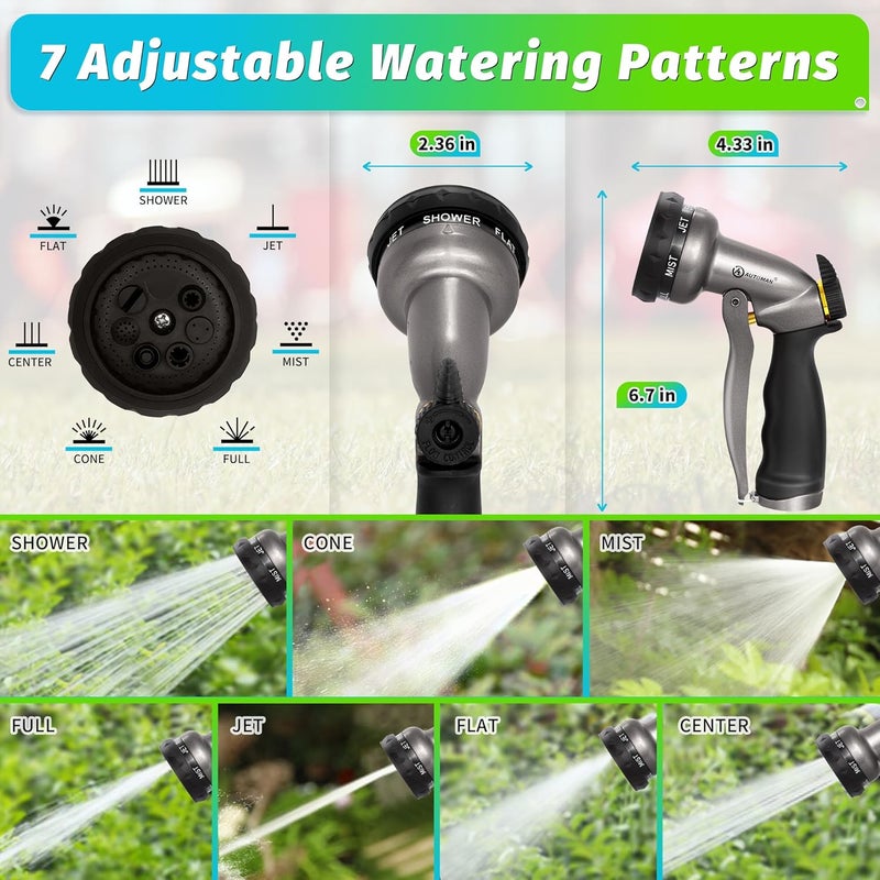 AUTOMAN Garden Hose Nozzle - 2 Pack, 100% Metal High Pressure Spray Nozzle, Labor-Saving Design, Heavy Duty for Garden Watering, Car Washing, Window Cleaning, Pets Bathing - Image 3