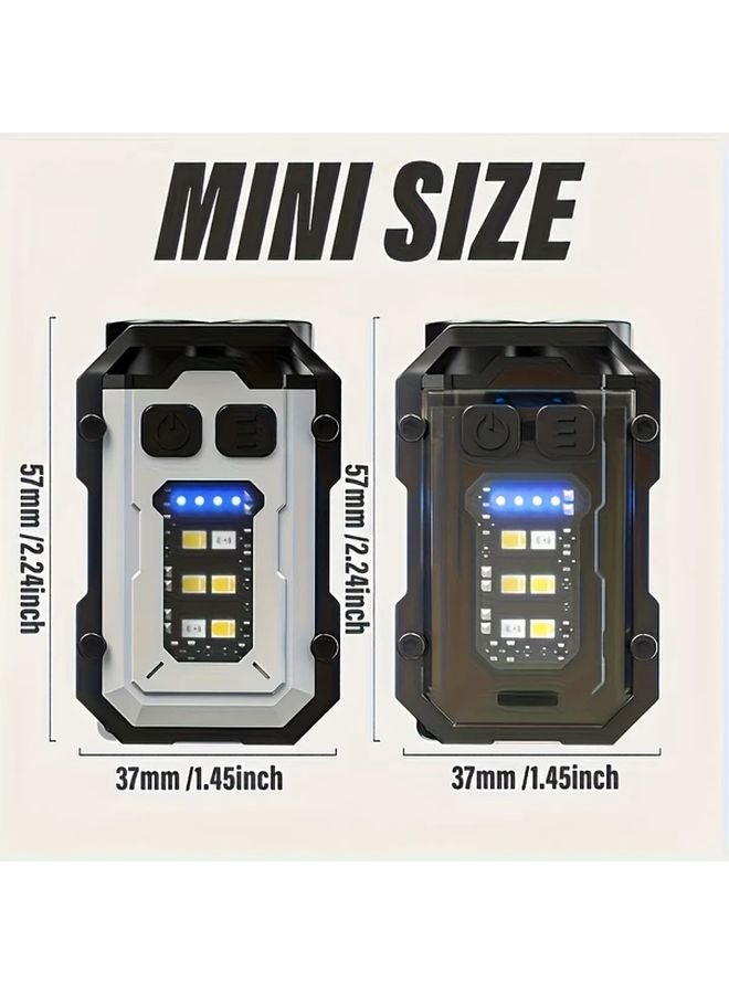 2pcs White Mini Hands Free Flashlight Rechargeable Keychain Light Ultra Bright LED Cap Light - Image 4