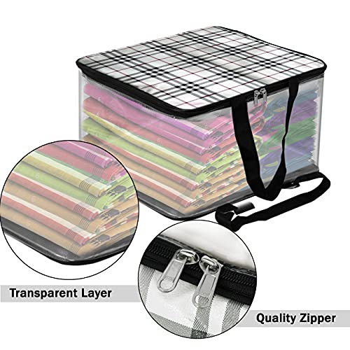 TULMAN Polyvinyl Chloride Transparent Storage Bag For Clothes Saree Cover Women Cosmetic Toiletries Blanket Home With Handle - Pvc & Cloth-40X22X33 Cm (3 Packgrey) - Image 5