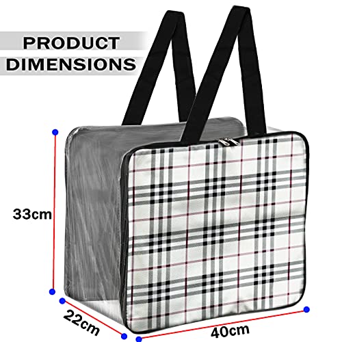 TULMAN Polyvinyl Chloride Transparent Storage Bag For Clothes Saree Cover Women Cosmetic Toiletries Blanket Home With Handle - Pvc & Cloth-40X22X33 Cm (3 Packgrey) - Image 2