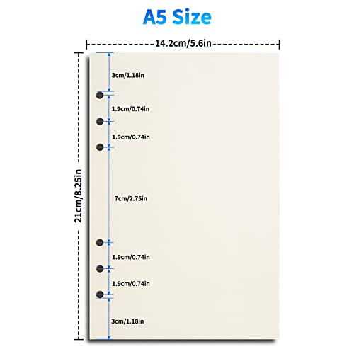 Tofun A5 Refillable Paper, A5 Blank Refill Paper, A5 Binder Refills for 6-Ring Binders Planner Traveller Journal Notebook Dairy,Filler Paper Insert, 80 Sheets 160 Pages, Blank - Image 2