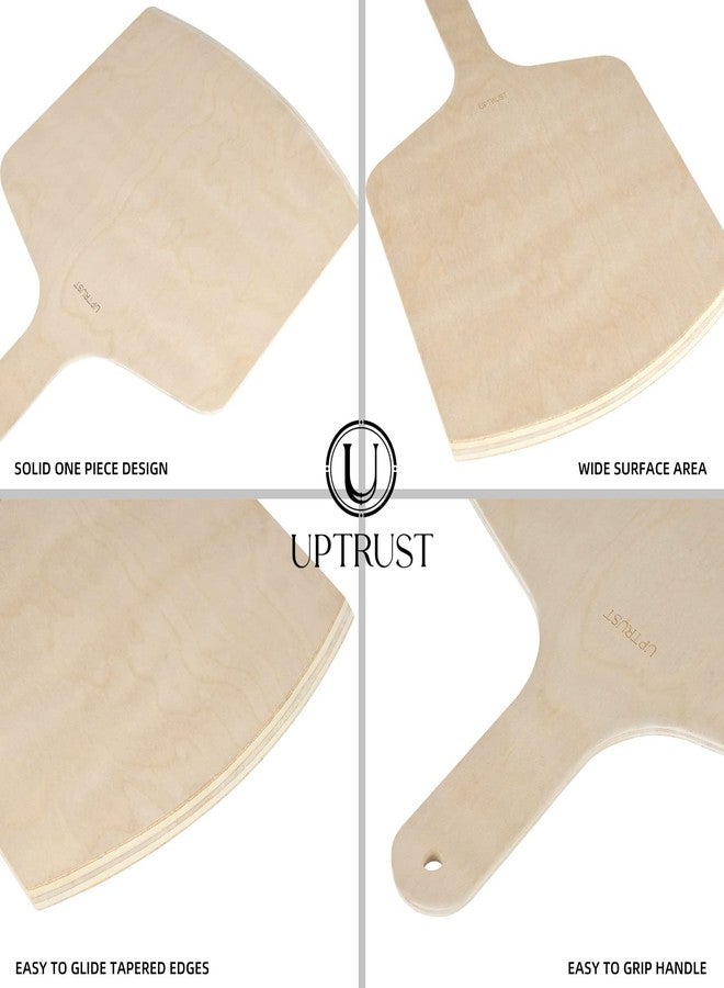 UPTRUST Pizza Peel, Premium Natural Wooden Pizza Peel 12 x 17 inch Rectangular, Large Pizza Spatula, Cutting Board for Baking Homemade Pizza and Bread - Set of 2 - Image 3