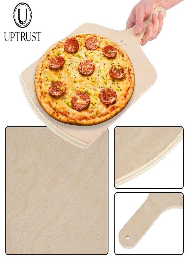 UPTRUST Pizza Peel, Premium Natural Wooden Pizza Peel 12 x 17 inch Rectangular, Large Pizza Spatula, Cutting Board for Baking Homemade Pizza and Bread - Set of 2 - Image 4