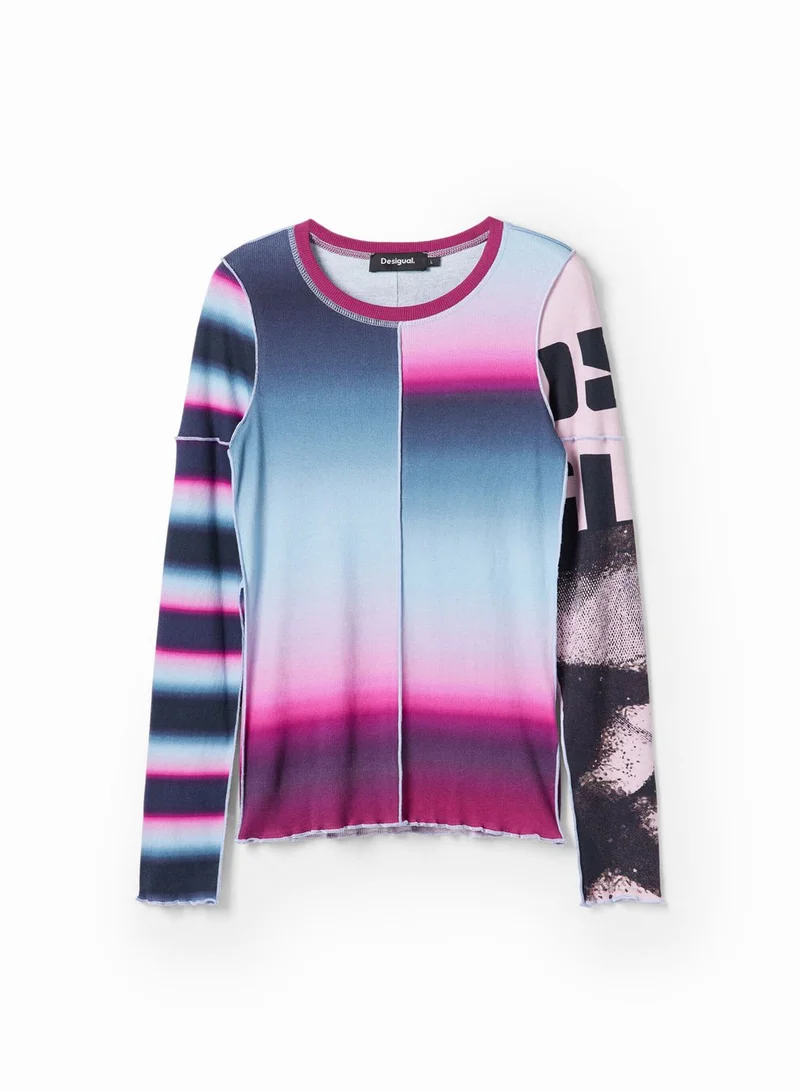 DESIGUAL Patchwork Tie-Dye Printed T-Shirt