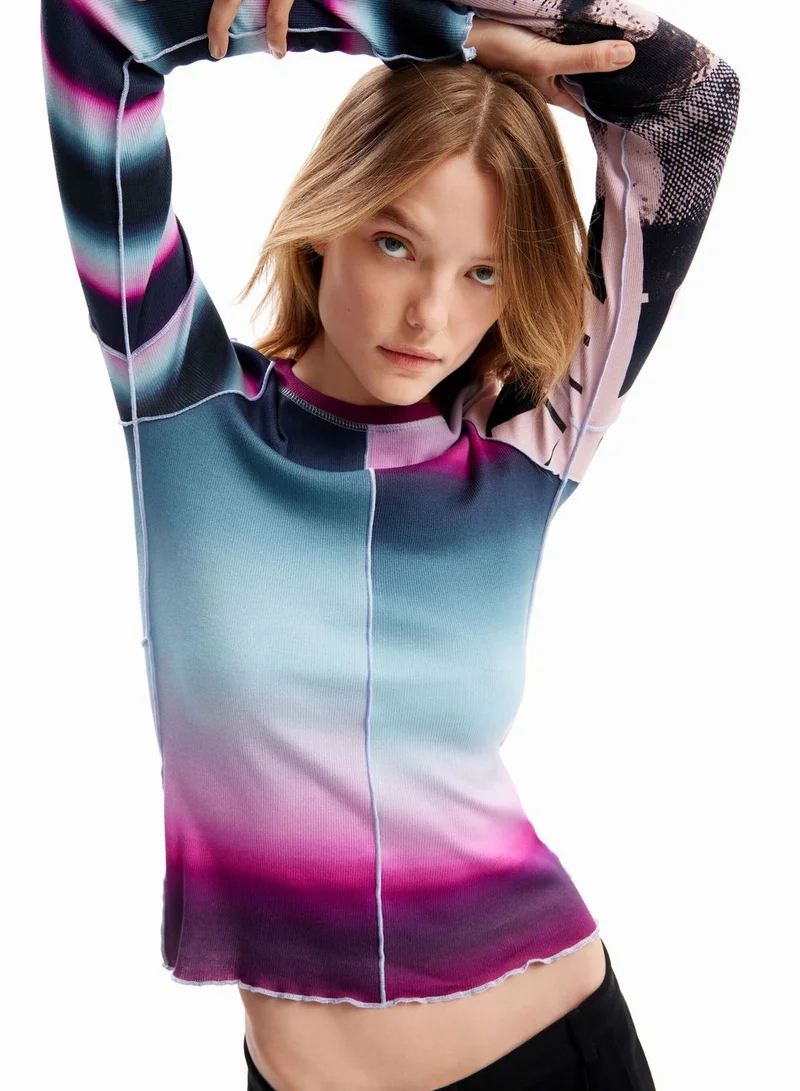 DESIGUAL Patchwork Tie-Dye Printed T-Shirt