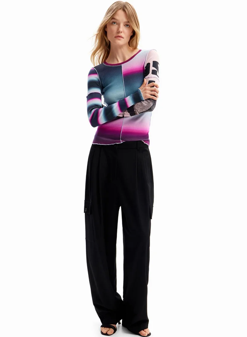 DESIGUAL Patchwork Tie-Dye Printed T-Shirt