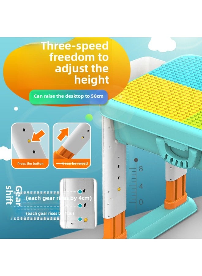 Generic - Fei Le Building Block Table Lifting Learning Table Children's Toy Table Compatible With Lego Large Particles Assembled A Generation Of Hair-Color:(Liftable) Size Particle Table +1 Chair - Image 1