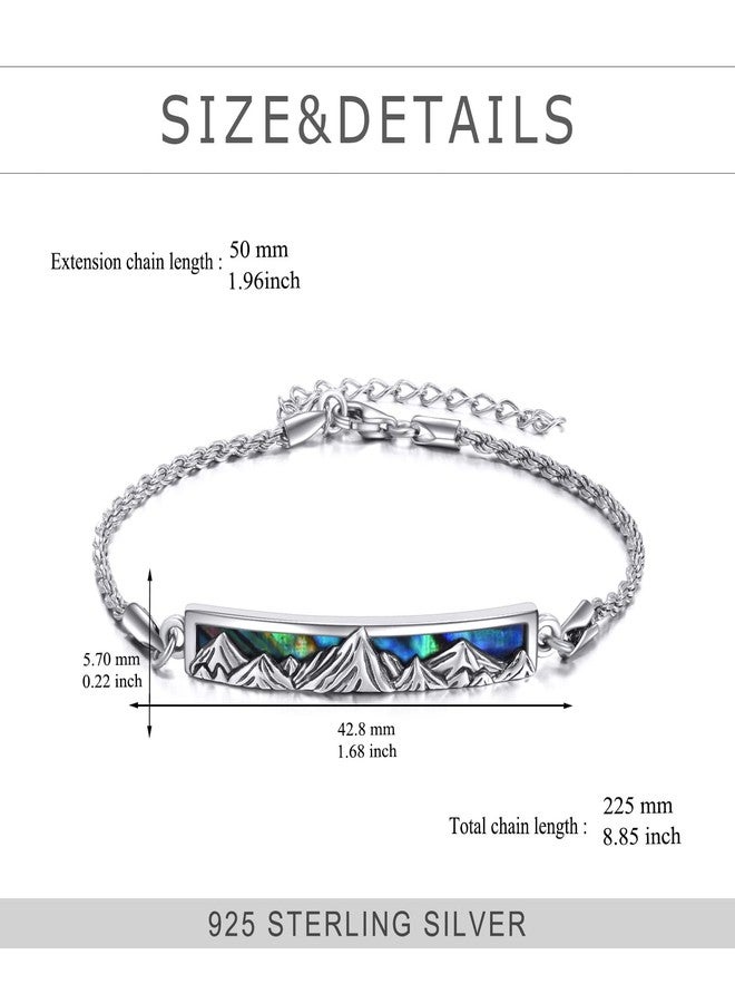 YFN Sterling Silver Mountain Bracelets Abalone Cuff Bracelet Couple Jewelry - Image 4