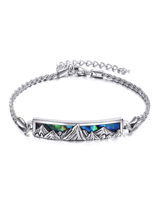 YFN Sterling Silver Mountain Bracelets Abalone Cuff Bracelet Couple Jewelry - Image 1