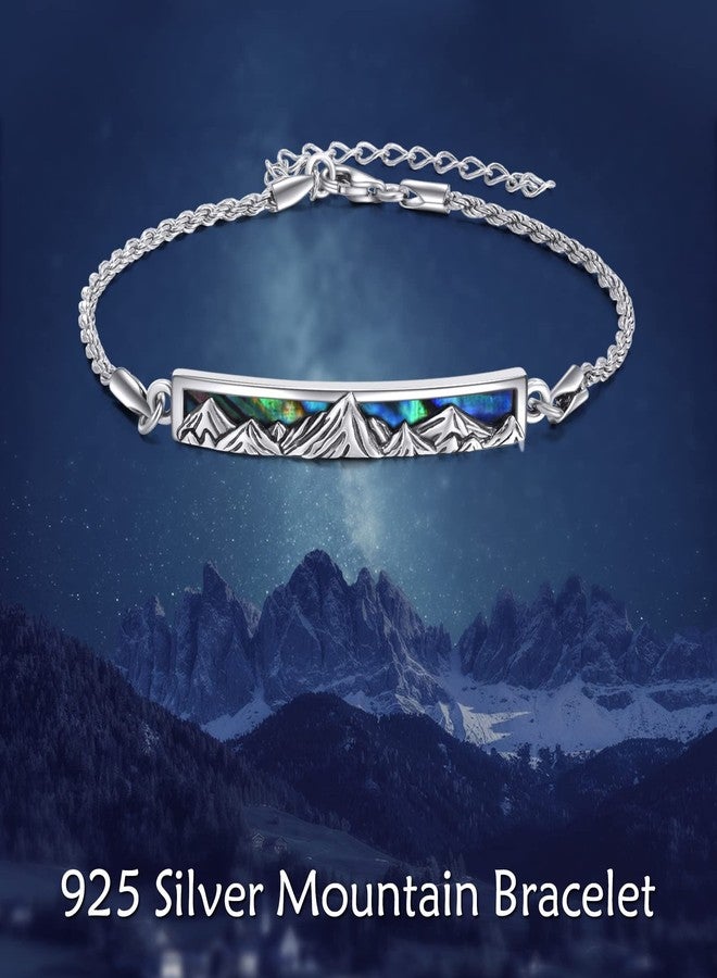 YFN Sterling Silver Mountain Bracelets Abalone Cuff Bracelet Couple Jewelry - Image 5