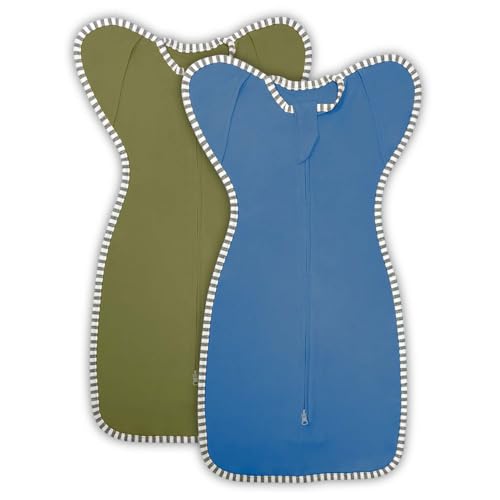 Roksuma Newborn Swaddles 36 Months Arms up Swaddle Baby Sleep Sack 2Pack Baby Swaddle for Newborn Sleep Sack with 2Way Zipper Arms InOut 100 Cotton 08 Tog Transition Swaddle Hands up Medium 1420lbs - Image 1