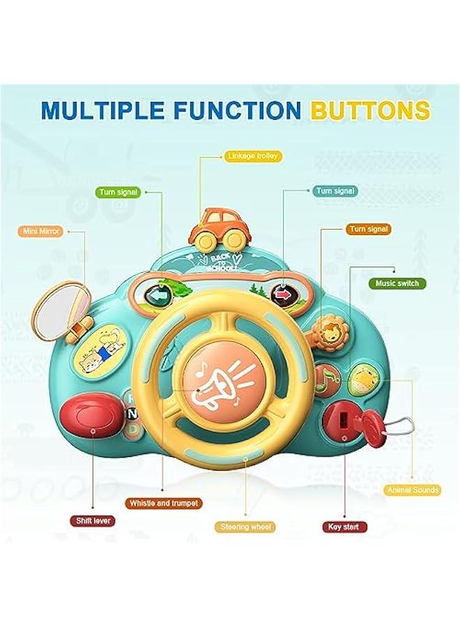 HOOKOR Steering Wheel Toys for Toddler Boys Girls,Interactive & Learning Baby Car Seat Toys for Infant Preschool Kids Musical Toy with Light and Sound (Green) - Image 2