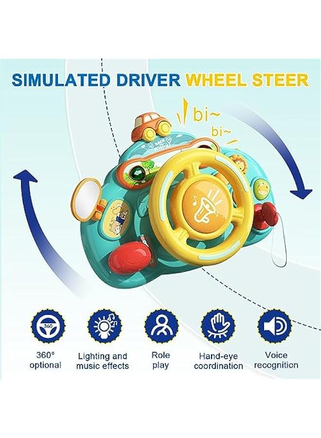 HOOKOR Steering Wheel Toys for Toddler Boys Girls,Interactive & Learning Baby Car Seat Toys for Infant Preschool Kids Musical Toy with Light and Sound (Green) - Image 3