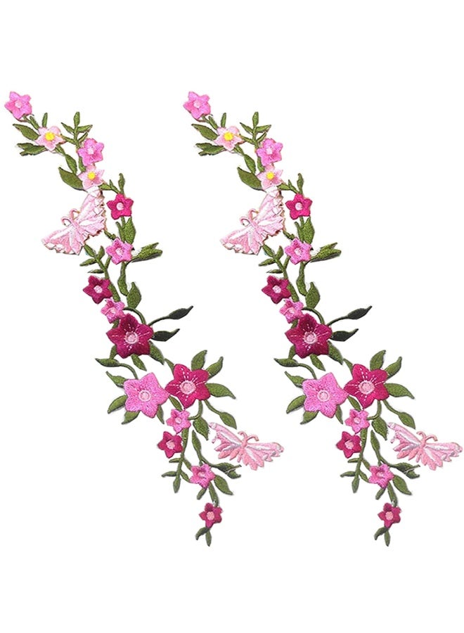 zeng 2 pcs Patches Embroidery Fabric Embroidery Patches Patches for Clothing Clothes Embroidered Jacket Bag Jeans Embroidery Flower DIY Embroidered Patches - Image 1