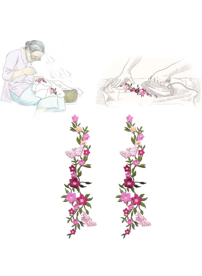 zeng 2 pcs Patches Embroidery Fabric Embroidery Patches Patches for Clothing Clothes Embroidered Jacket Bag Jeans Embroidery Flower DIY Embroidered Patches - Image 3