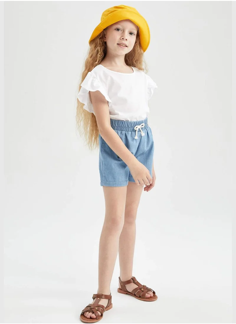 DeFacto Relaxed Fit Stretch Denim Jean Shorts With Drawstring Tie