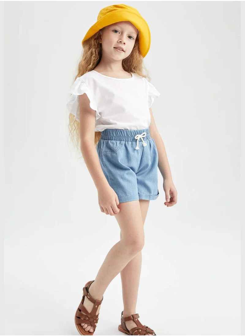 DeFacto Relaxed Fit Stretch Denim Jean Shorts With Drawstring Tie
