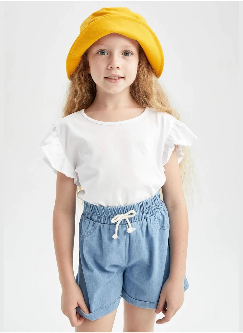 DeFacto Relaxed Fit Stretch Denim Jean Shorts With Drawstring Tie
