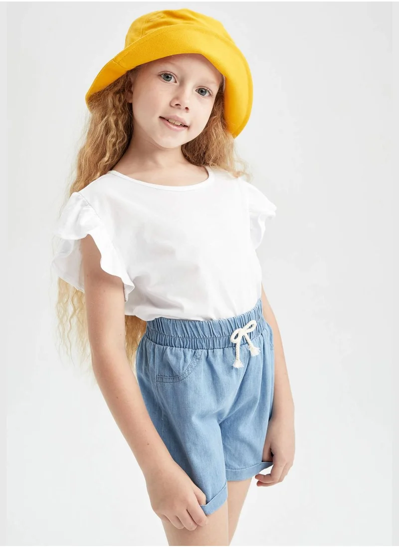 DeFacto Relaxed Fit Stretch Denim Jean Shorts With Drawstring Tie