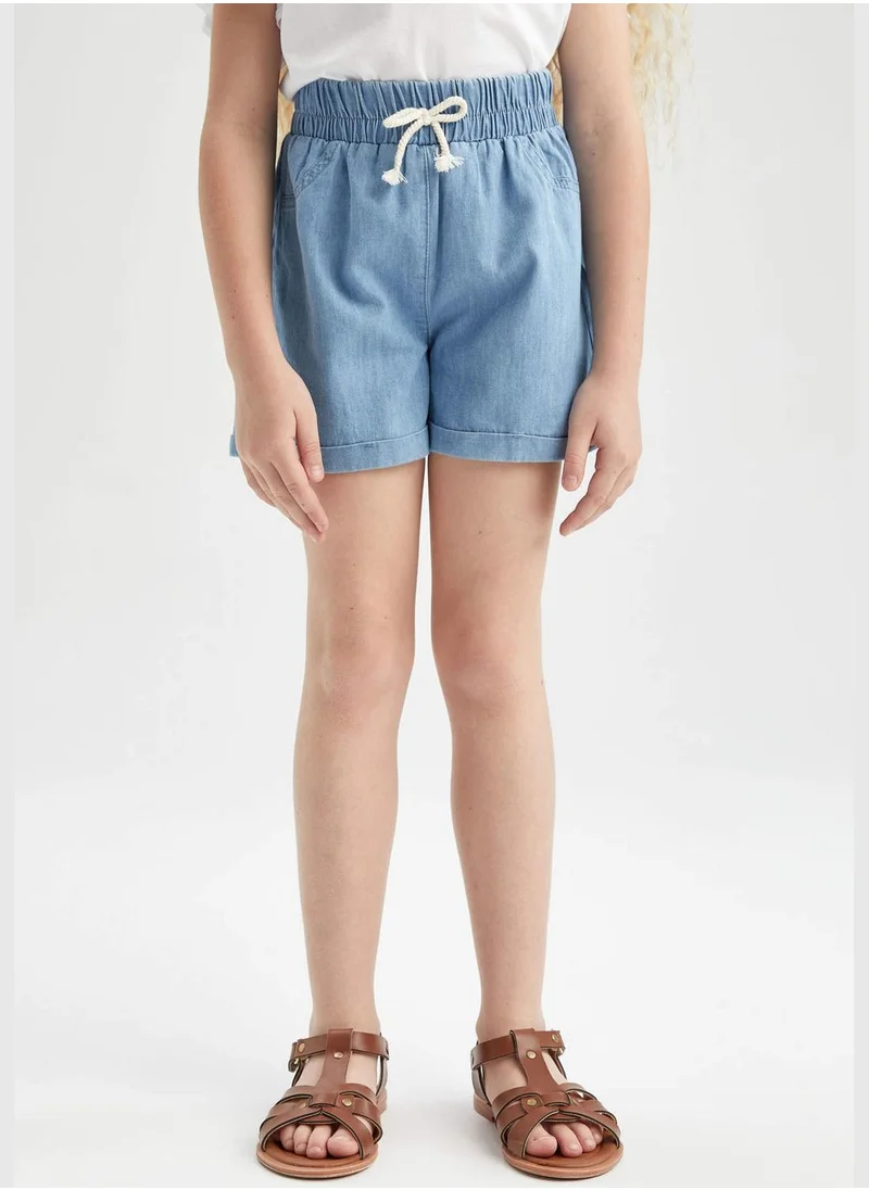 DeFacto Relaxed Fit Stretch Denim Jean Shorts With Drawstring Tie