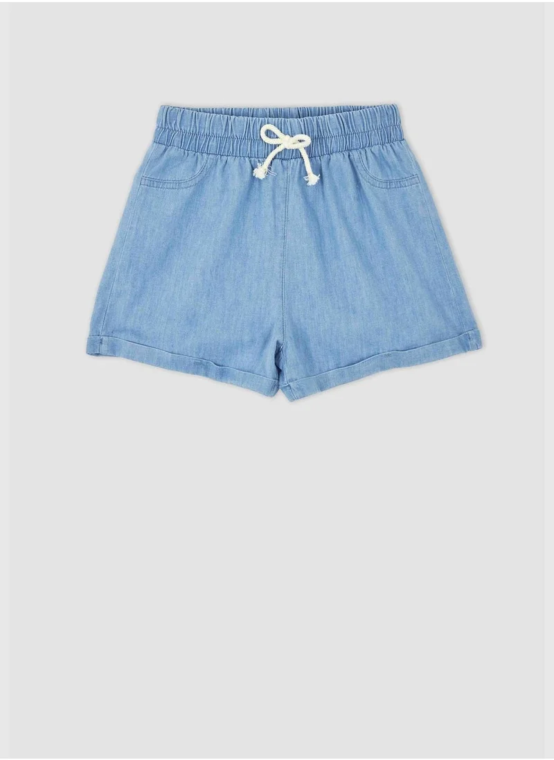 DeFacto Relaxed Fit Stretch Denim Jean Shorts With Drawstring Tie