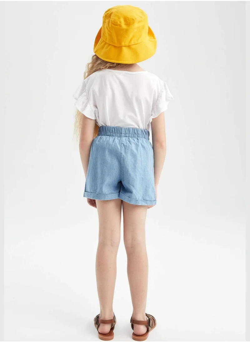 DeFacto Relaxed Fit Stretch Denim Jean Shorts With Drawstring Tie