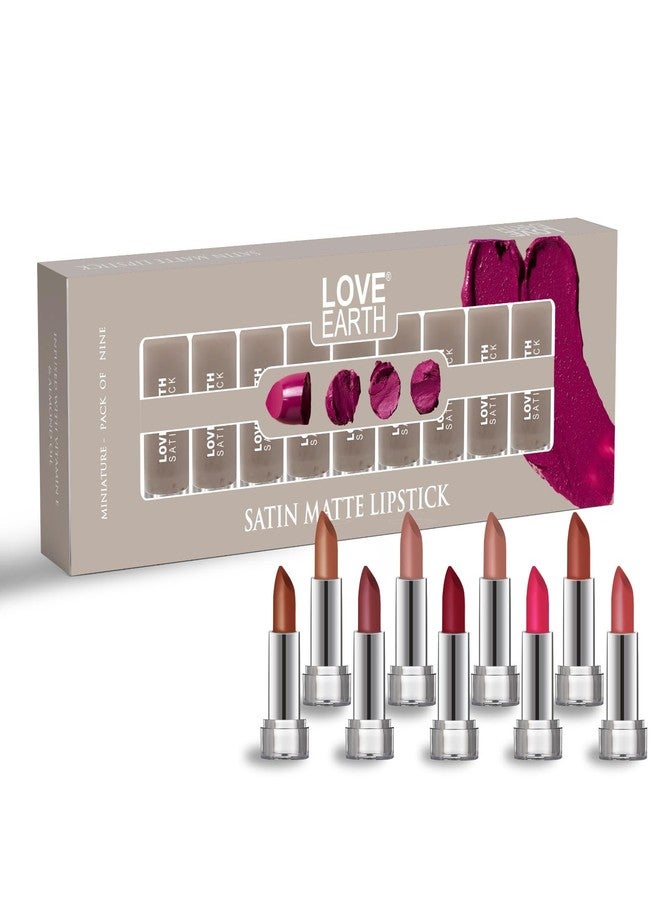 Love Earth LoveEarth Satin Matte Lipstick Set - 9 Mini Lipsticks | Soft, Moisturizing & Long-Stay Formula | Multicolor, Lightweight & Non-Drying Lip Colors | (2g x 9) 18g - Image 1