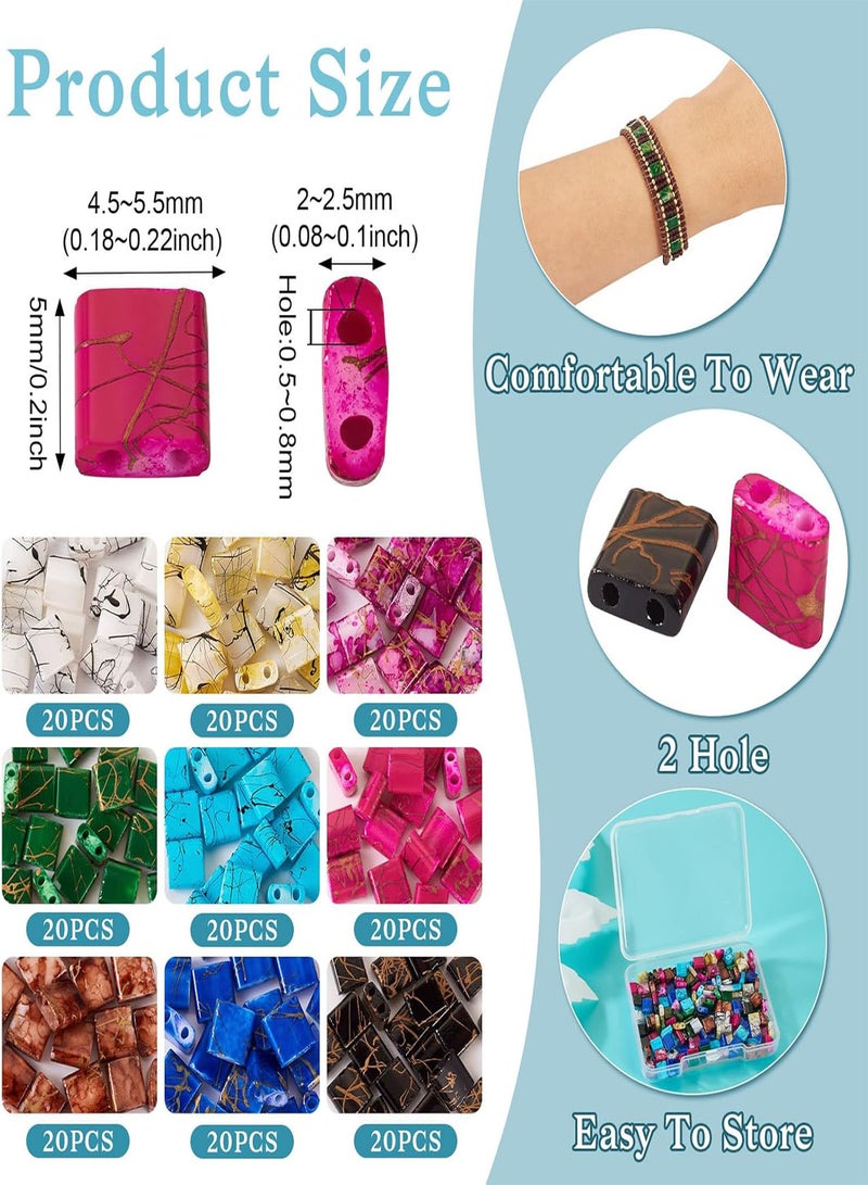 GGOOT Pandahall 180Pcs 2 Hole Glass Tila Beads Square Seed Beads 5mm Rectangle Mini Spacer Beads Flat Beads for Bracelet Necklace Jewelry Making, SEED-TA01-06-YILISI  - Image 2
